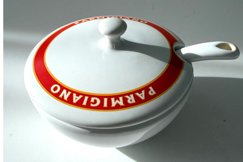 Pottery Barn Vintage Pasta Parmigiano Cheese Lidded Bowl w Spoon Olive Oil Dish